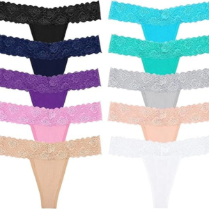 Sexy Lace Thongs for Women Thong Underwear Women Lace T-Back Panties Women Underwear Cotton Thongs Cheeky,10 Pack